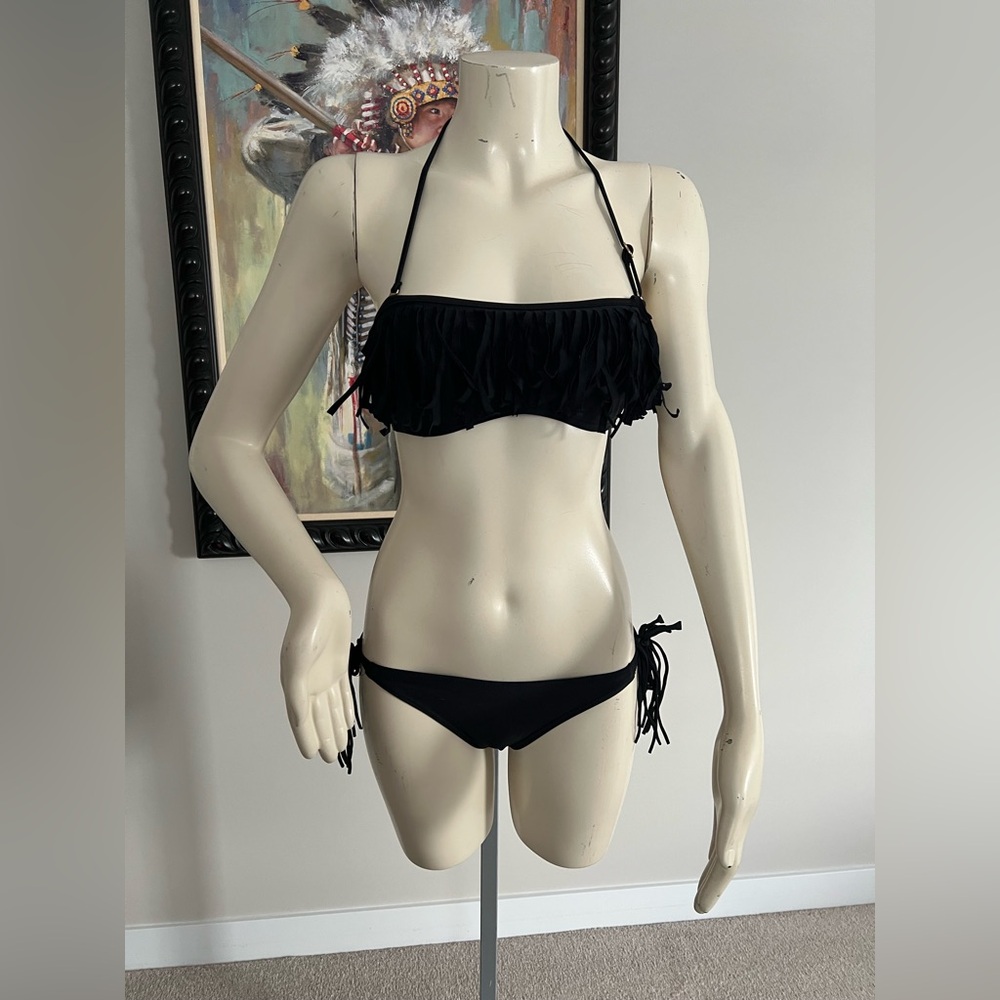Aldo Black Bikini with Tussle Detail – Size Small